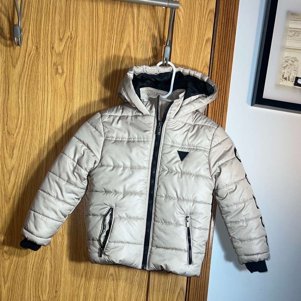 Guess Kids Puffer Jacket in Beige and Black